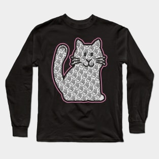 PEACE CAT STICKER | PINK AND GRAY Long Sleeve T-Shirt